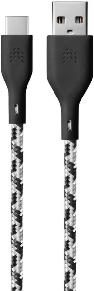Зарядный кабель Rocket Flex, USB-C USB-A 1м, нейлоновая оплетка, черно-белый